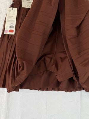 Calia Pleated Tennis Skort Large Brown Womens Skirt W/ Shorts New NWT