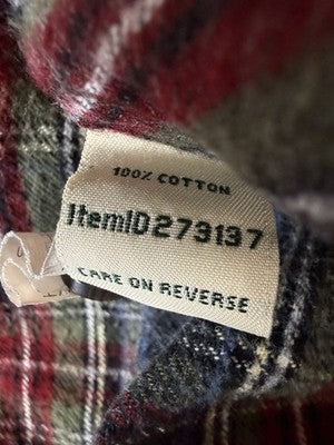 LL Bean Scotch Plaid Flannel Shirt Womens XL Gray Red Relaxed Fit Button Up Top