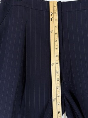 Liz Claiborne Margot Wide Leg Pants 12 Trousers Navy Blue Pinstripe New NWT