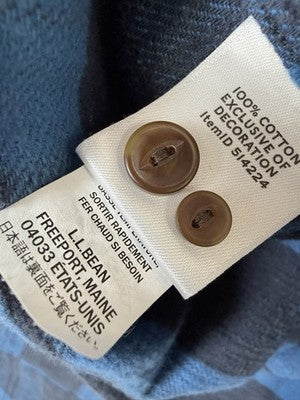 LL Bean Signature Heritage Textured Flannel Shirt XXL Blue Plaid Slim Fit 514244