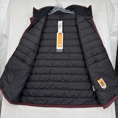 Timberland Puffer Vest XXL Mens Axis Peak Durable Water Repellent Burgundy New
