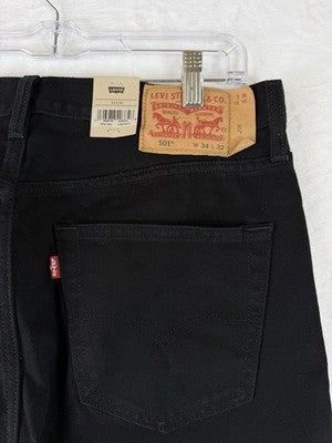 Levis 501 Jeans 34x32 Button Fly Black 100% Cotton Denim Levi’s New NWT