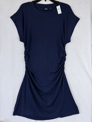 Gap Dress Women Large Short Sleeve Knit Modern Rib Ruched Mini New NWT