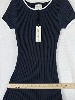 Freshman 1996 Sweater Dress Small Navy Blue Fit And Flare Short Sleeve New