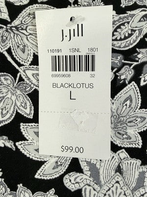 J Jill Wearever Collection Dress Large Black Paisley Long Sleeve Knit New NWT