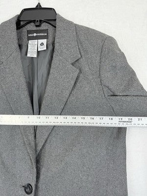 Sag Harbor Blazer 8 Gray Wool Blend Jacket One Button Womens