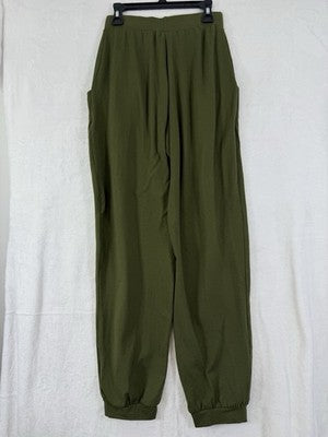Vintage Jogger Pants Small 80s 90s Green High Waist Knit Hipster Made USA Womens
