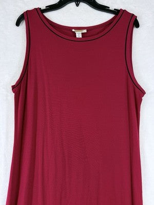 Talbots Dress Large Maxi Summer Sleeveless Long Red Vintage Shift