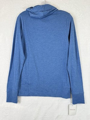 Womens XS Top Knit Hoodie Hooded Tee Long Sleeve Thumbholes Blue New NWT
