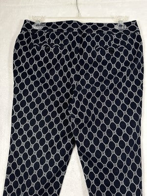 Talbots 12P  12 Petite Denim Pants Heritage Fit Medium Blue White Print Womens