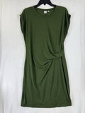 Gap Dress Medium Sleeveless Green Knit Gathered Waist T Shirt Soft Womens