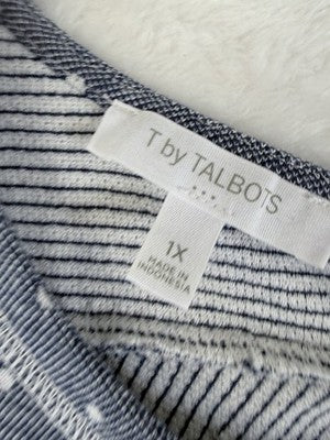 T By Talbots Top 1X Blue 3/4 Sleeve Twist Back Womens