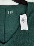 Gap Top Small Women Linen Blend V Neck Crop T Shirt Tee Green New NWT