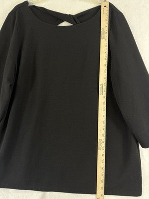 Talbots 2X Tops Black 3/4 Sleeve Textured Twist Back Womens
