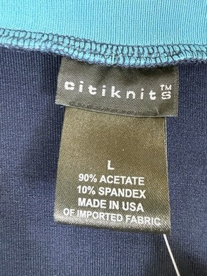 Citiknits Large Top Navy Blue Long Sleeve Empire Waist Womens USA Slinky New NWT