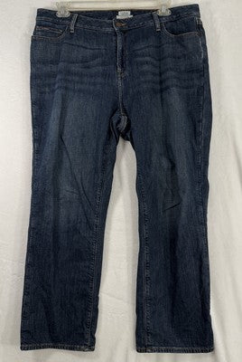 LL Bean Favorite Fit Jeans 18 Petite Flannel Lined 18P Blue Straight Leg Womens
