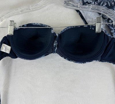 Venus Bandeau Bikini Set C Top 4 Bottom Blue Paisley Push Up Womens