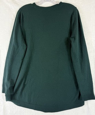 J Jill Sweater Green Small Cotton Blend Top Long Sleeve Womens