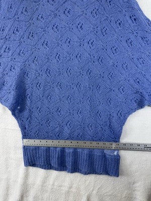 Womens XL Mohair Blend Sweater Blue Dolman Sleeve Cowl Neck Long Sleeve Tops