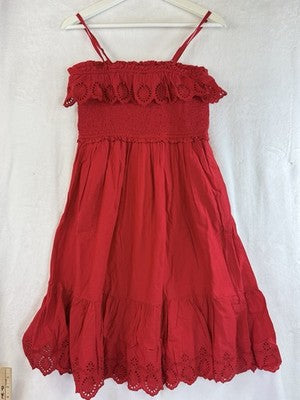 Gap Kids Smocked Ruffle Midi Dress XXL 14/16 Red Sleeveless Girls New NWT