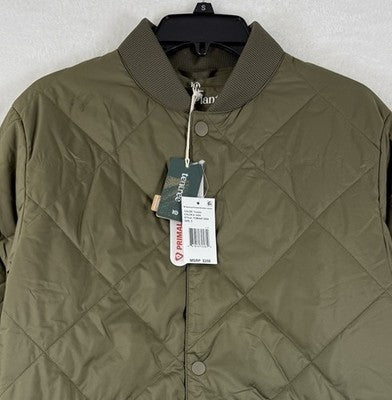 Tentree Diamond Padded Bomber Jacket Small Mens Tundra Green Primaloft NWT $209