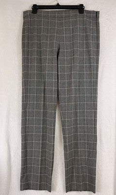 DKNY Dress Pants Womens 12 Gray Plaid High Rise Side Zip