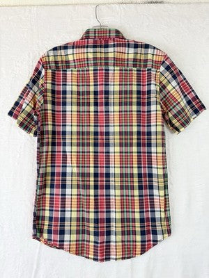 Aeropostale Shirt XS Mens Plaid Short Sleeve Button Up Lot Blue Red 100% Cotton