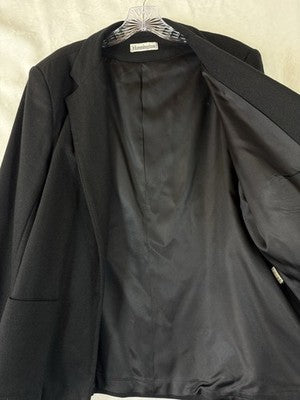Vintage Wool Blazer 18 Black Made In USA 1 Button Womens Hannington