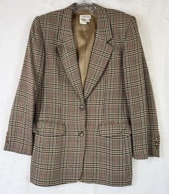 Vintage Talbots Blazer 6 Brown Plaid 90s Suit Jacket Womens Wool Dark Academia