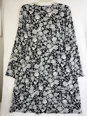 J Jill Wearever Collection Dress Large Black Paisley Long Sleeve Knit New NWT