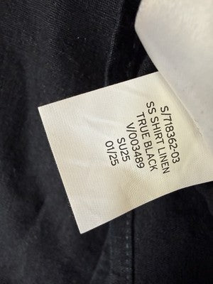 Gap Linen Blend Crop Shirt Small Womens Black Button Up Short Sleeve Women