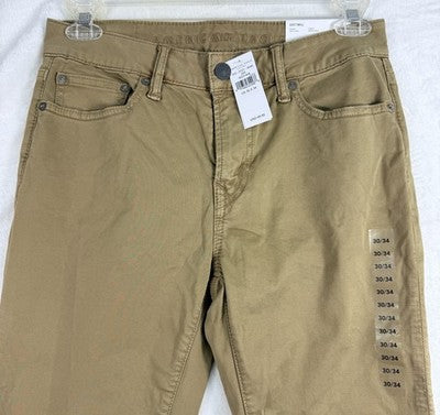 New American Eagle Flex Soft Twill Skinny Pants 30x34 Mens Tan Beige NWT