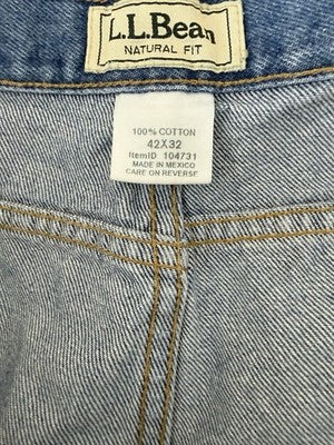LL Bean Jeans Mens Natural Fit 42x32 Blue Denim