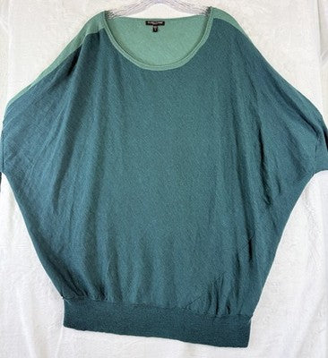 Eileen Fisher Sweater 3X Womens Blue Green Tunic Tops Knit  100% Merino Wool