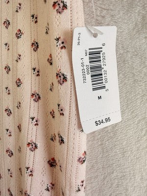 Gap Body Pajama Top Womens Medium Pink Floral Pointelle PJ Short Sleeve New NWT