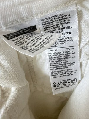 Levis 501 Shorts 26 Womens White Ivory Button Fly Original