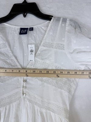 Gap Mini Dress XS Petite Women Flutter Sleeve Eyelet White Cotton Short New NWT