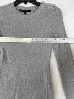 White House Black Market Sweater XS Gray Top Button Detail Womens