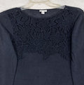 J Jill Sweater Small Blue Sweater Lightweight 3/4 Sleeve Floral Cotton Womens