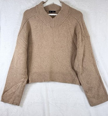 Gap Cashsoft Sweater Small Cropped V Neck Boxy Long Sleeve Camel Beige Womens