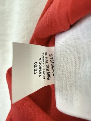 Gap Linen Blend Halter Mini Dress XS Women Red Tie Neck Short Sleeveless New NWT