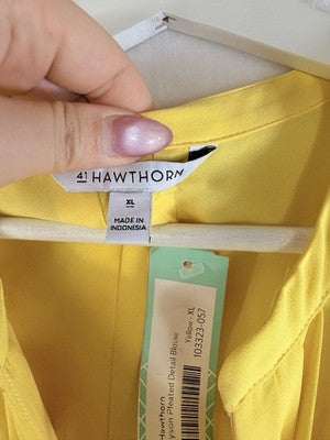 Stitch Fix XL Women Top Hawthorne 41 Sleeveless Yellow Blouse New NWT