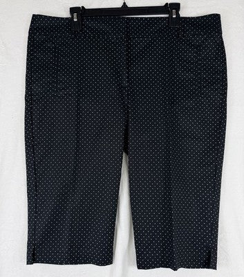 Ann Taylor Capri Pants 16 Signature Black Polka Dot Cotton Stretch Womens