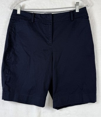 Talbots Perfect Shorts 6 Petite 6P Navy Blue Womens Bermuda Cotton Stretch