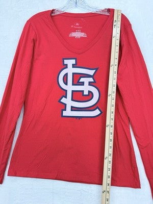 Fanatics St Louis Cardinals Shirt Womens Large Long Sleeve Red V Neck Tee New