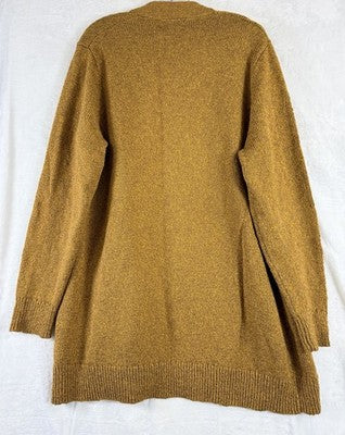 LL Bean Cardigan Sweater 2X Womens Gold Long Sleeve 100% Cotton Pocket Plus Size