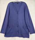Lands End Cardigan Large Womens Indigo Blue Vintage Long Sleeve V Neck Button