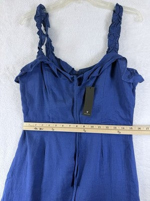 Lulus Mini Dress Large Linen Days Like This Royal Blue Sleeveless Ruffled New