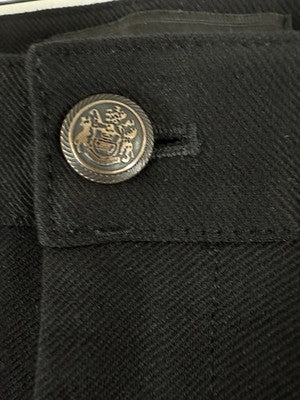 Talbots Lexington Pants 12 Black Textured Point Knit Gold Buttons Womens