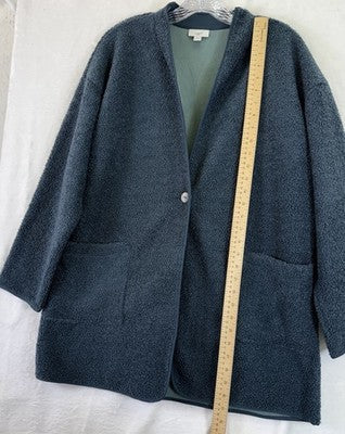 J Jill Cardigan Medium Teddy Fleece Lined Pure Blue Button Blue Women Jacket